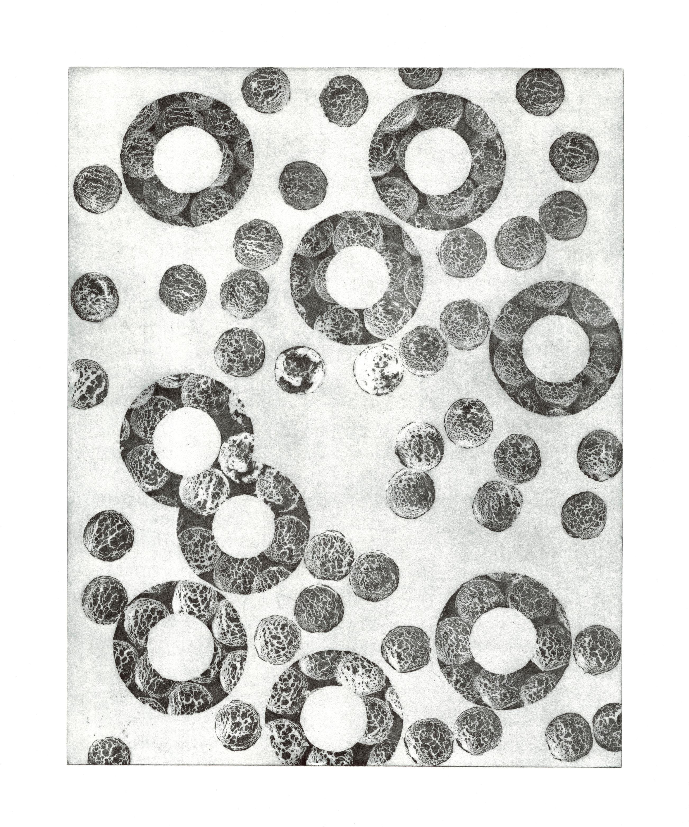 Tati Strombach-Becher, spheres,  Radierung, Aquatinta, 50cm x 60cm, 2023, Foto TSTBe